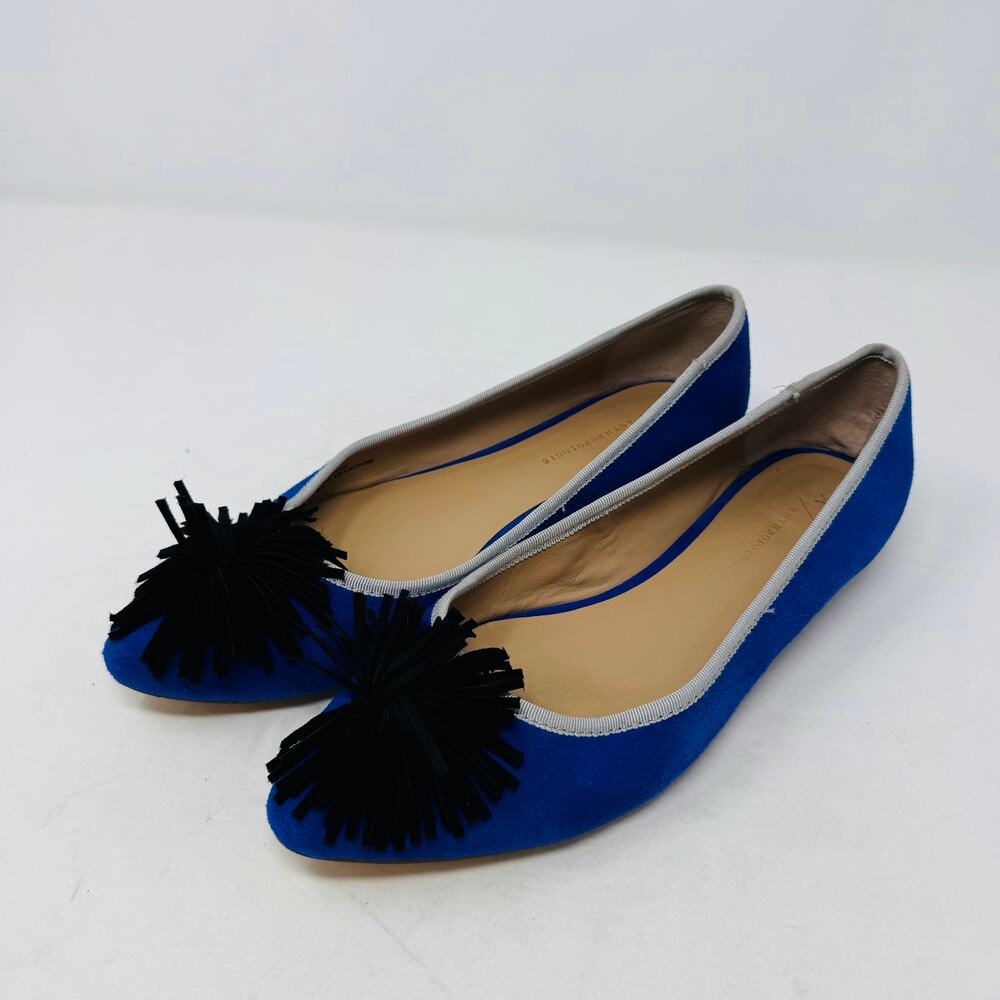 By Anthropologie Blue Suede‎ Tassel Flats Women’s Size 8.5 Statement Shoes